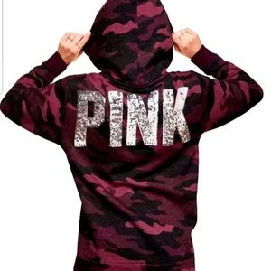 PINK Bling Camo Hoodie XS